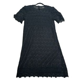 Vantage black embroidered lace midi dress size XlArge whimsigoth old money